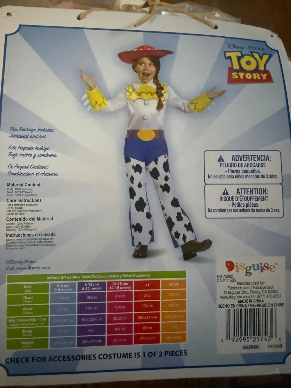 Disney Jessie Kids Cowgirl Costume - Red, Yellow, White, Blue, Black - Picture 2 of 3
